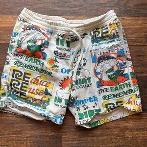 Men's Vans Shorts Multicolor Spell-Out Logo M Active Pockets Graffiti Street
